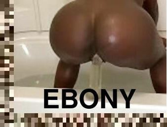 Ebony Teen Playing with Dildo in Tub