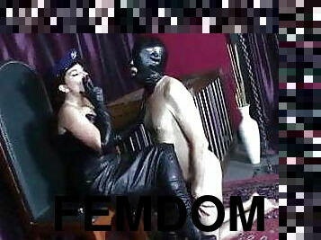  Domme Uses Naked male slave For Faceslapping And Ashtray 