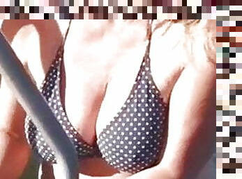 My moms big saggy tits in bikini makes me very hard