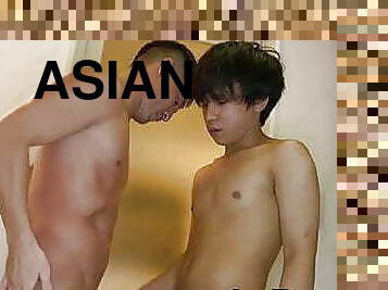 asiatisk, anal, pikslikkeri, kæmpestor-pik, bøsse, kær, twink, suttende, vild