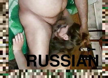 orosz, feleség, amatőr, házilag-készített, hármasban, papucs-férjek