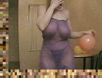 Saggy Boobed GILF, Stockings, Lingerie