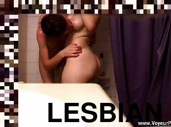 Two Lesbians Have A Hot Shower And Of Them Puts A Hidden Camera