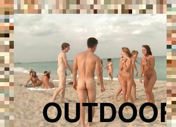 Lewd guys pick up some chicks at a nude beach and fuck them hard