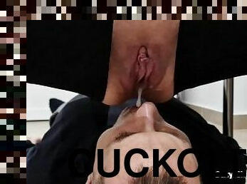 Cuckold Femdom Cum Feeding after fuck, facesitting, piss in mouth, human toilet