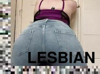 pissande, lesbisk, trosor, jeans