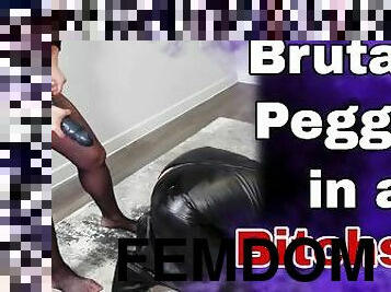 Hard Pegging in Bitchsuit! Femdom Anal Strapon Fuck Fisting Bondage BDSM Real Milf Stepmom Homemade