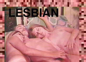 Two Lesbian Babes Get Fucked and Facialized by John Holmes' Big Cock
