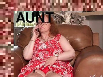 Aunt Judy's - Curvy 53yo Redhead Fiona has PHONE SEX in Stockings & Garters