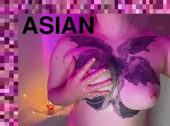 asiatisk, badning, amatør, store-sorte-skønheder, blond, webcam, solo, tatovering, små-patter