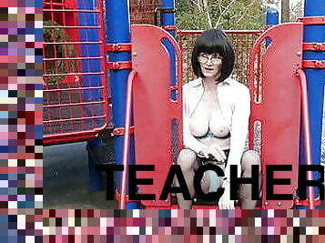Naughty Teacher Flashes her Panties at the Park!