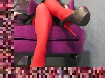 Mistress Legs In Sexy Colored Pantyhose Tease