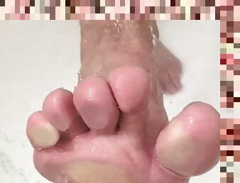 Come watch me wash my big sweaty work feet - Manlyfoot - Shower Vol 1