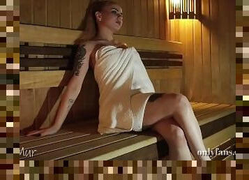 Peeped on girl and fucked her for being naked in public sauna