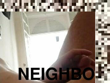 Masturbating naked at window for curious neighbor