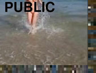 Slow Motion Naked Running Video at Public Beach