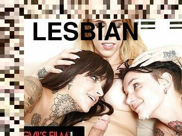 DEVILS FILM - Trans Babe Casey Kisses Experiments Lesbian Sex With Her Roommates