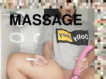 Hot girl masturbates in the bathroom hidden from her boyfriend/Smokes a cigarette / speed game
