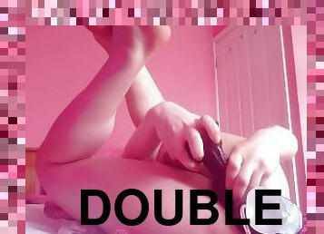 Double anal with two BBC dildos (onlyfans: @RainbowFemboy)