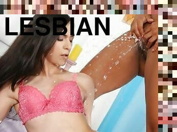 Piss Drenched Lesbians Orgasm With Magic Wand