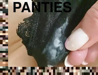 My panties are wet and full of creamy discharge! Look how I rub my clit against it and cum hard!