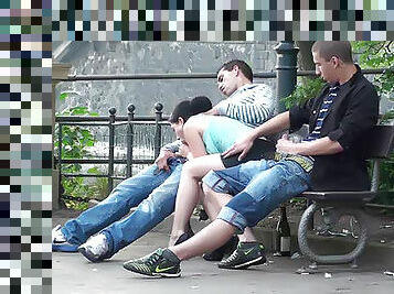 Public sex threesome on the street