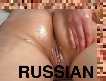Russian nude virgin Merova intense pussy and toes massage