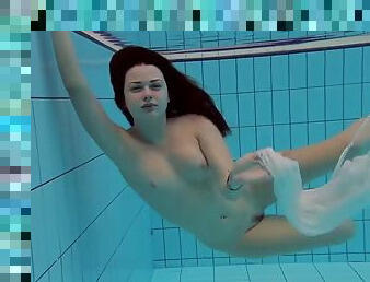 Hot soroka takes her short dress underwater revealing her nude body