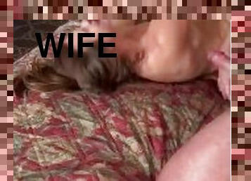 Cum shot straight in slutty wife’s mouth!
