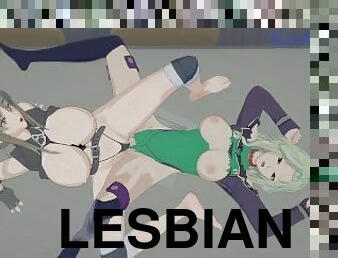 Lamia Loveless and Chitose Kisaragi have an intense lesbian play - Super Robot Wars A & V Hentai
