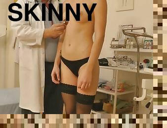 Skinny brunette and her lovely gyno doctor