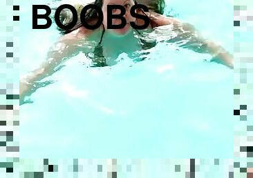 Flashing my boobs in the public pool