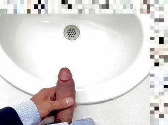 Watch me cum in public a bathroom