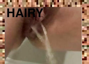 Finally Peeing After Work- Huge Pulsing Clit Piss Stream