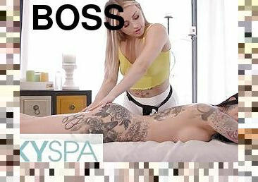 KINKY SPA - Boss Lady Leigh Raven Makes Innocent Anna Claire Clouds Her Sweet Girl Toy Of Pleasure