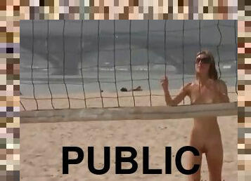 nudiste, public, plage
