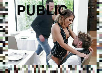 Adriana Chechik get public hard fuck on the dinner table at the restaurant