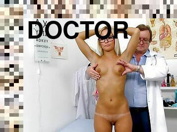 Gyno Doctor Checks Wet Pussy Of Tall Tanned Blonde With Glasses