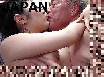 Young Japanese guy let his grandpa fuck his girlfriend