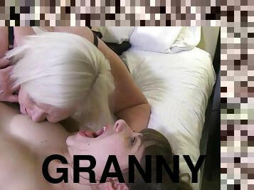 Arousing granny loves hard sex lesbian coitus with young cutie