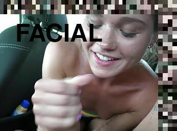 Zoe Bloom - On a rainy day Zoe gets a facial in the car - zoe bloom