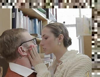 Paige Turnah seduces nerd guy in the library