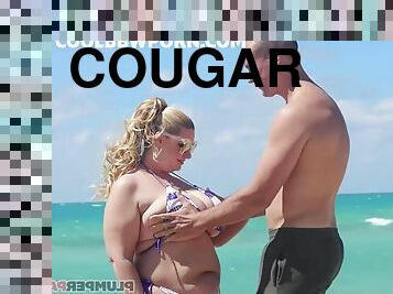 fat blond cougar fucks in bikini - crazy sex video