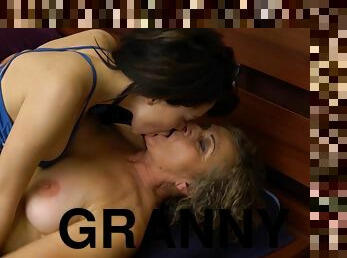 Granny and teen girl in crazy lesbian porn video