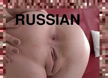 Russian teen Alisa Kim gets cock up her gaping ass while standing