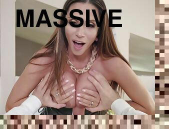 Pornstar Ariella Ferrera takes upside down hardcore fucking