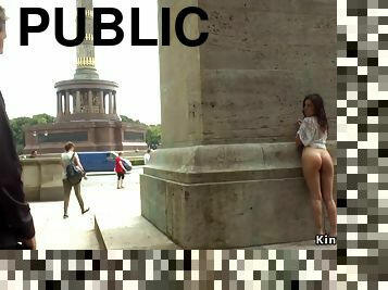 Nasty bootie petite whore pounded in public