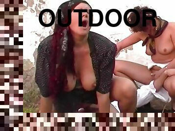 Extreme outdoor anal orgy at the family farm
