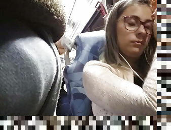 Big tits girl on the bus