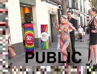 Body painted nakes bitch in public